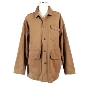 id wear jacket coat barn chore field cargo outdoor men's large brown flannel